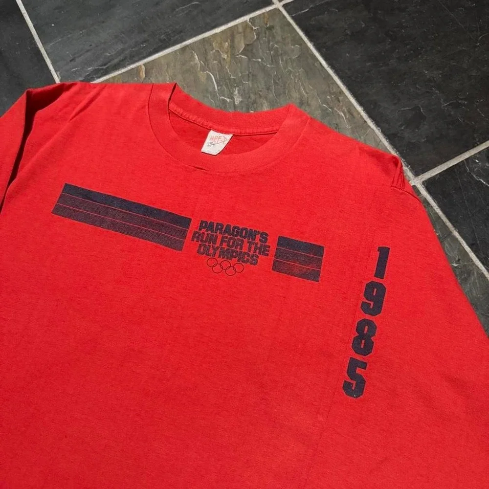 VINTAGE 85' Paragons Run for the Olympics Graphic Long Sleeve - Large